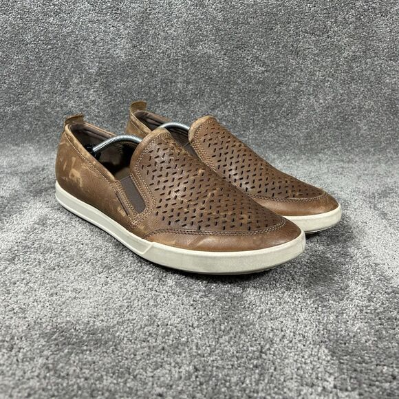 ECCO Collin 2.0 Men's Size 13 Brown Perforated Leather Slip On Loafer Shoes Used - Picture 1 of 12